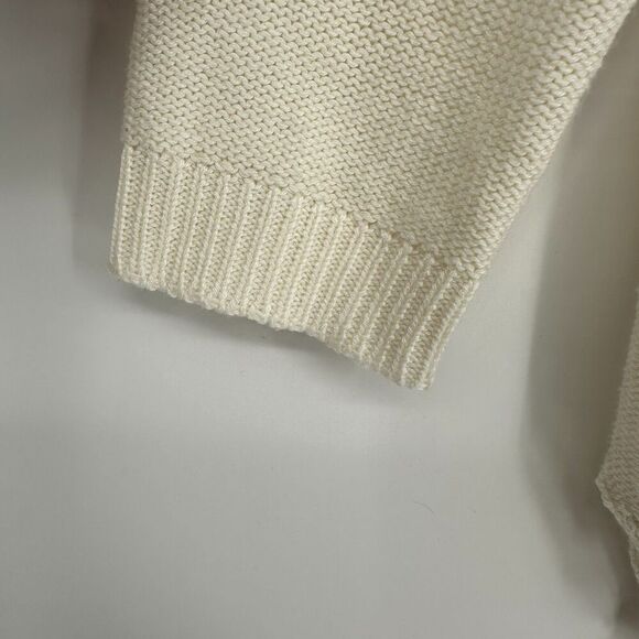 Zara Womens Knit Cardigan Sweater Size M Ivory V-Neck Quiet Luxury Neutral Beach - Picture 2 of 9